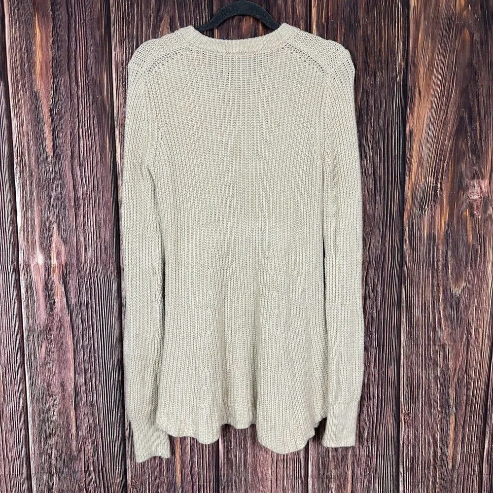 Athleta Womens Sierra Crew Neck Tunic Sweater Wool Blend Ivory Beige Size Medium